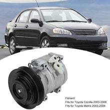 Air Conditioner Compressor, Automotive A/C Air Conditioning Compressor Assembly Replacement Fit for Toyota Corolla Matrix 2003-2008 L4 1.8L 10S15L, Replaces Part# CO27000C