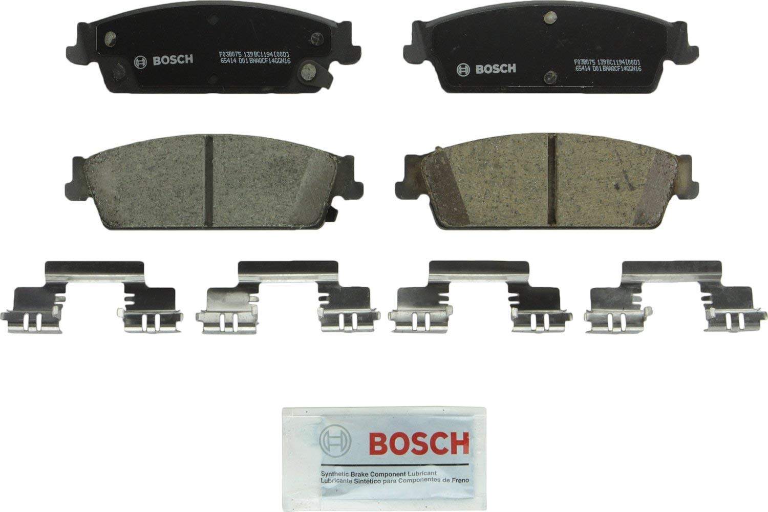 Bosch BC1194 QuietCast Premium Ceramic Disc Brake Pad Set For: Cadillac Escalade, ESV, EXT; Chevrolet Avalanche, Silverado, Suburban, Tahoe; GMC Sierra, Yukon, Yukon XL, Rear