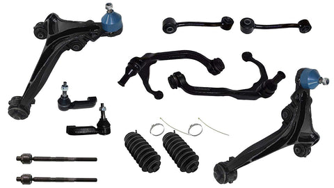 Detroit Axle - 12PC Front Upper Lower Control Arms w/Ball Joint, Sway Bars, Inner Outer Tie Rods, Rack Boots for 2007-2011 Dodge Nitro - [2008-2012 Jeep Liberty]