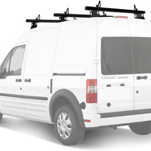 AA-Racks Model ADX32-TR Compatible Ford Transit Connect 2008-13 Aluminum 3 Bar (60") Utility Drilling Van Roof Rack System with Ladder Stopper Sandy Black