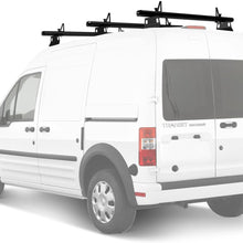 AA-Racks Model ADX32-TR Compatible Ford Transit Connect 2008-13 Aluminum 3 Bar (60") Utility Drilling Van Roof Rack System with Ladder Stopper Sandy Black (Sandy Black)