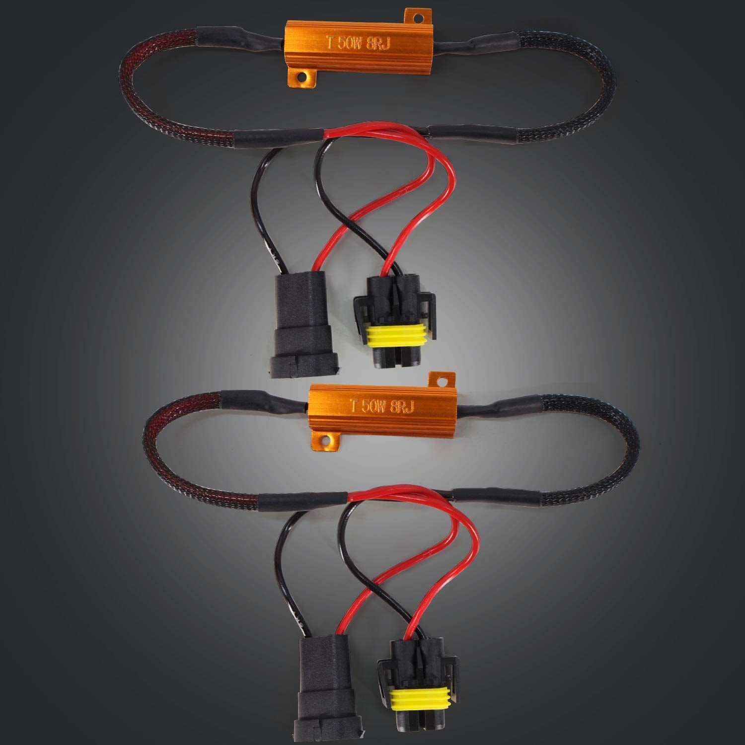 Light Load Resistor Adapter,H8/H11 50W 8 ohm LED Resistor, Led Headlight Decoder, Warning Canceller Adapter Error Free Load Resistor 2PCS