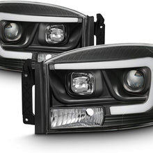 For 2006-2008 Dodge RAM 1500 & 06-09 Dodge RAM 2500/3500 LED Daytime Running Lamp Bar Projector Headlights Black Combo