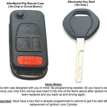 Genuine Mercedes Benz Ignition Lock & Tumbler Cylinder Replacement Part with 1-Key Shell & 1-Flip Remote Key Case. For Model: ML 1997-03. OEM# 1634600004.