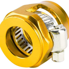 Cuque Car Fuel Water Hose Clip Aluminum Universal Durable Automotive Oil Fuel Water Hose Tube Trimmer Clip 1.8g 13mm AN10(Gold)
