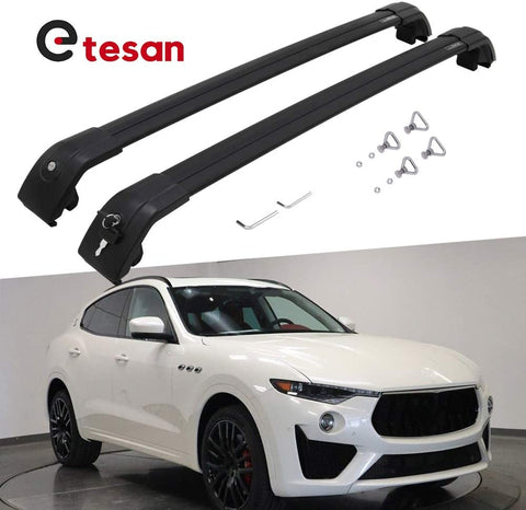 2 Pieces Cross Bars Fit for Maserati Levanti 2016 2017 2018 2019 2020 2021 Black Cargo Baggage Luggage Roof Rack Crossbars