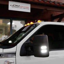 iJDMTOY Smoked Lens Switchback LED Side Mirror Marker Lamps Compatible With 2008-16 Ford F250 F350 F450 Super Duty, (2) Smoked Lens, White LED Parking Light, Amber LED Turn Signal Light