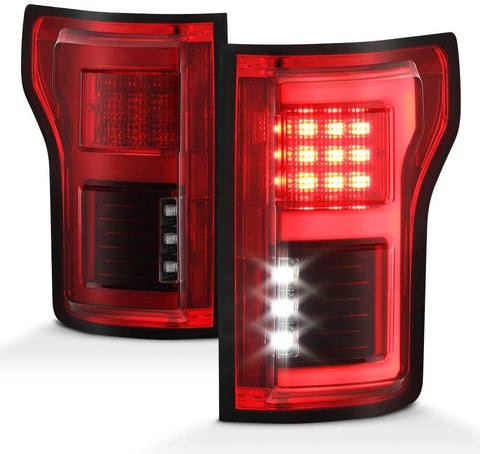 ACANII - For 2015 2016 2017 2018 Ford F150 w/Blind Spot Sensor Red Clear Full LED Light Tube Tail Lights Brake Lamps