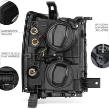 VIPMOTOZ Black Housing OE-Style Headlight Headlamp Assembly For 2014-2015 Chevy Silverado 1500 Pickup Truck, Driver & Passenger Side