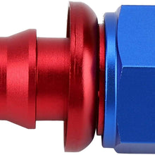AN8 Oil Line Hose End AN8 Straight 45 90 180 Degree Push On Twist Lock Oil Gas Fuel Line Hose End Male Fitting Blue and Red Color Anodized(0Degree)