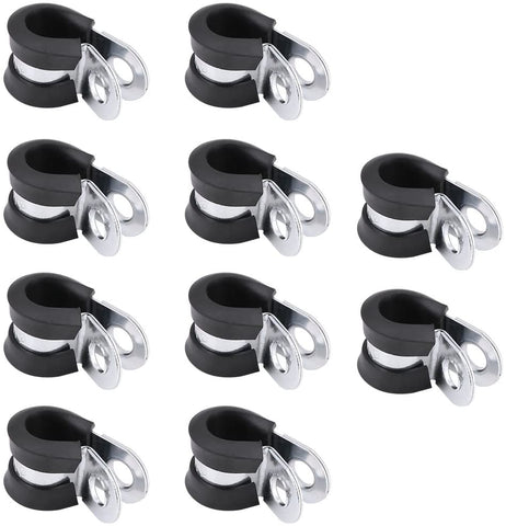 Terisass Fuel Line Clamps 10Pcs 1.4 0.8 0.8 Inch Car Vehicle Fuel Line Clamps Kit Rubber Aluminum Cushion Clamp Universal