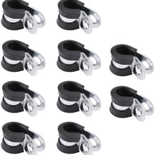 Terisass Fuel Line Clamps 10Pcs 1.4 0.8 0.8 Inch Car Vehicle Fuel Line Clamps Kit Rubber Aluminum Cushion Clamp Universal