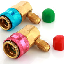 Flexzion Car AC R134a Quick Connectors System Port Adapters Couplers Low High Set Conversion Kit for HVAC Auto Air Conditioning with Manifold Hose Gauge