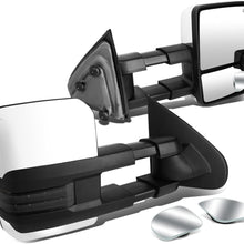 Replacement for Silverado/Sierra Powered Heated Smoke Signal Chrome Towing+Corner Blind Spot Mirror