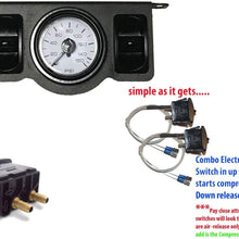 2 Air Ride Suspension Manual Paddle Valves w/ 200 PSI Dual Needle Gauge Air Bags