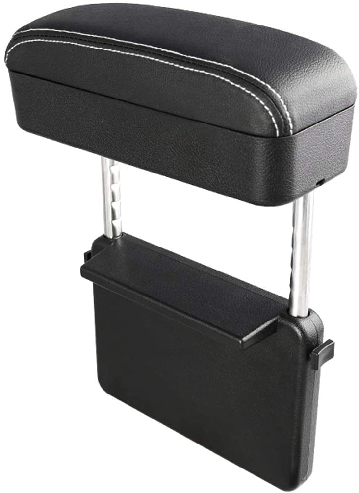 LFOTPP Armrest Box Protector Extender, Car Center Console Armrest Extender, Adjustable Height Comfort Pads,Auto Accessories Universal Fit for All Car Models (Black with White Line)
