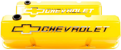 Proform 141-934 Slant Edge Valve Cover for Small Block Chevy, Yellow