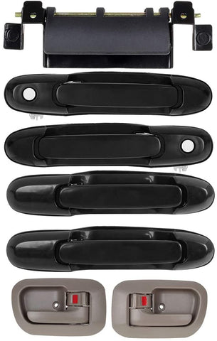 AUTEX 7pcs Door Handles Exterior Interior Front Rear Left Driver Right Passenger Side + Tailgate Handle Compatible with Toyota Sienna 1998-2003 Door Handles 80850 80357 80359 80533 80504 79600