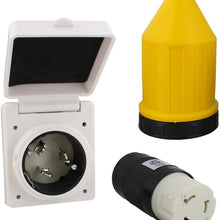 Abn Outdoor Marine Electrical Power Male Inlet Socket Box 50A 125/250V w/Connector, Twist Lock Plug Cord Cover, Ring