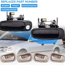 faersi 8Pcs Exterior Interior Door Handles Front and Rear Left Driver Side & Right Passenger Side Door Handle Replacement Set for 1998 1999 2000 2001 2002 Toyota Corolla Chevrolet Prizm