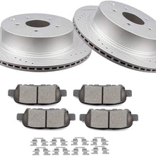 OCPTY Brakes Kits with 2 Rear Brake Disc Rotots and 4 Ceramic Pads fit for Infiniti FX35 FX37 FX45 JX35 M35h M37 M56 Q50 Q60 Q70 Q70L QX60 QX70, for Nissan Murano Pathfinder Quest