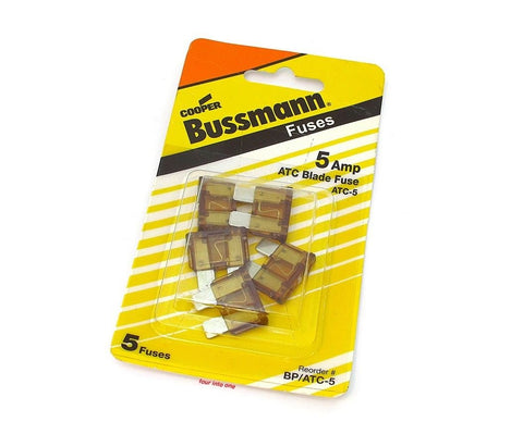COOPER BUSSMANN BK/ATC-5 FUSE, BLADE, 5A, 32V, FAST ACTING (5 pieces)