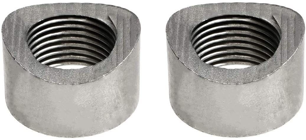 PitVisit Mild Steel Exhaust Weld Bung for Standard Size Bosch Style Lambda Wideband Oxygen Sensors Universal Weld-On - Pack of 2 (Notched)