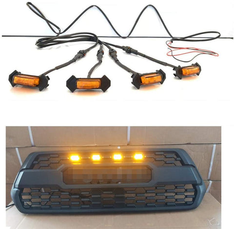 HONGKINGBO 4pcs Grill Lights Amber LED Fits for Toyota Tacoma TRD PRO Grille 2016 2017 2018,with The Wiring Harness