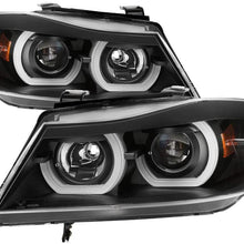 V2 3D Halo LBDRL Headlights for BMW 3-Series E90 06-08 - 4 Door - Black/Clear Lens