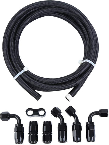 Honhill Fuel Line Hose Kit for Coolant Hose and Oil Hose Repair Projects, 10FT Fuel Line with 6AN Hose End Adapters and Hose Separator Clamps