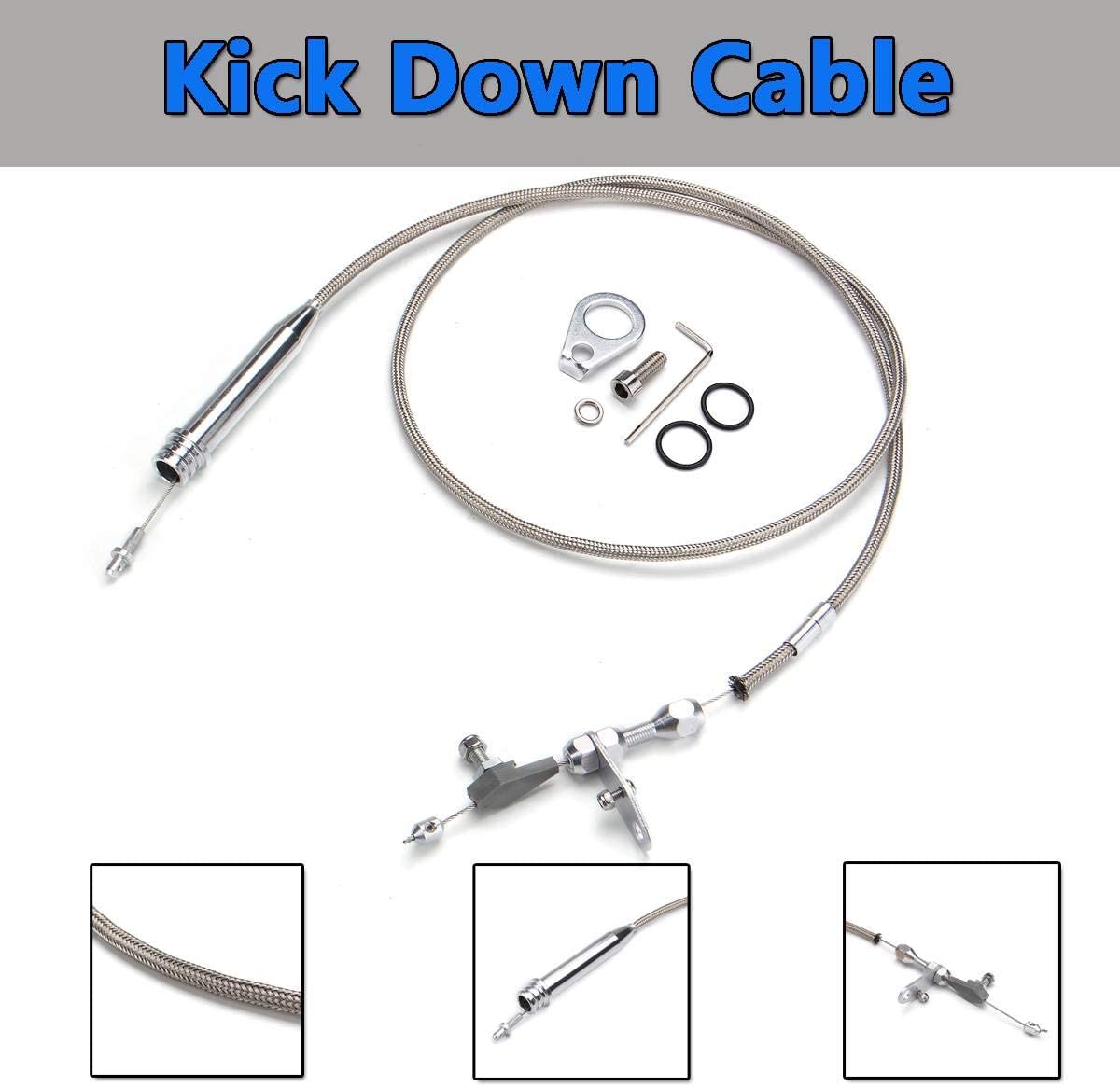 Carvicto - Kick Down Cable Fits All For GM CHEVY FOR PONTIAC For OLDSMOBILE For BUICK 700R4 Transmissions Stainless Braided Kickdown Cable