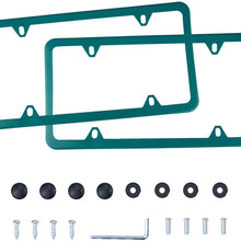 LivTee 4 Holes Stainless Steel License Plate Frames, 2 PCS Car Licence Plate Covers Slim Design with Bolts Washer Caps for US Vehicles, Green