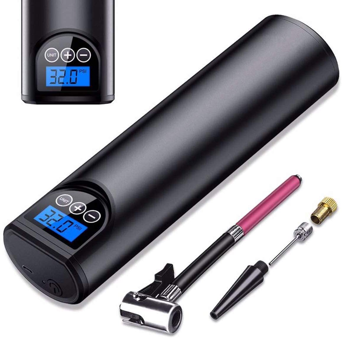 YTA Portable air Compressor,150 PSI Electric Auto Pump for Car Motorcycle Bike with Digital LCD 150 PSI for Car, Truck, Bicycle USB Rechargeable, Easy to Read W/Digital Pressure