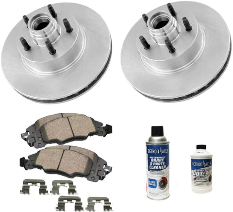 Detroit Axle - Pair (2) Front Disc Brake Kit Rotors w/Ceramic Pads w/Hardware & Brake Kit Cleaner for 2000 2001 2002 2003 Ford F-150 2WD - [2002 Lincoln Blackwood]