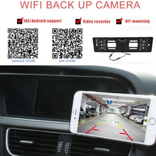 JCOLI Wireless WiFi Digital Car Backup Reverse Rear View Camera for EU European License Plate Frame for iOS and Android Night Vision