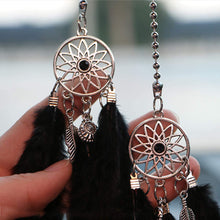 Car Rear View Mirror Hanging Pendant, Feather Dream Catcher Crystal Charm Bling Car Deco Accessories for Women (Black)