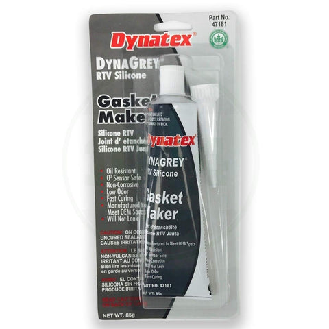 Dynatex 47181 DynaGrey Low Volatile RTV Silicone Gasket Maker, -85 to 500 Degree F, 3.8 oz Carded Tube, Grey