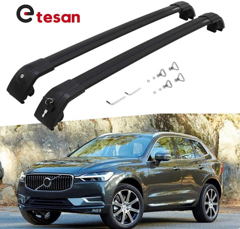 2 Pieces Cross Bars Fit for VOLVO XC60 2018 2019 2020 2021 Black Cargo Baggage Luggage Roof Rack Crossbars