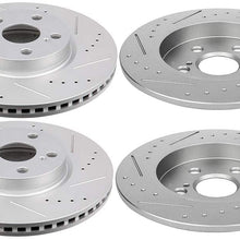 Aintier Front Rear Drilled Slotted Brake Rotors fit for 2009-2010 for Pontiac Vibe,2009-2019 for Toyota Corolla,2009-2013 for Toyota Matrix