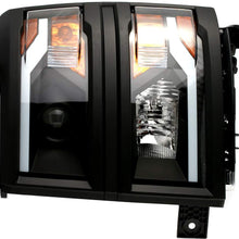 ECCPP Headlight Assembly Conversion Kit Fit For 2014 2015 CHEVY SILVERADO Projector Black Housing With Clear Lens -Plug And Play