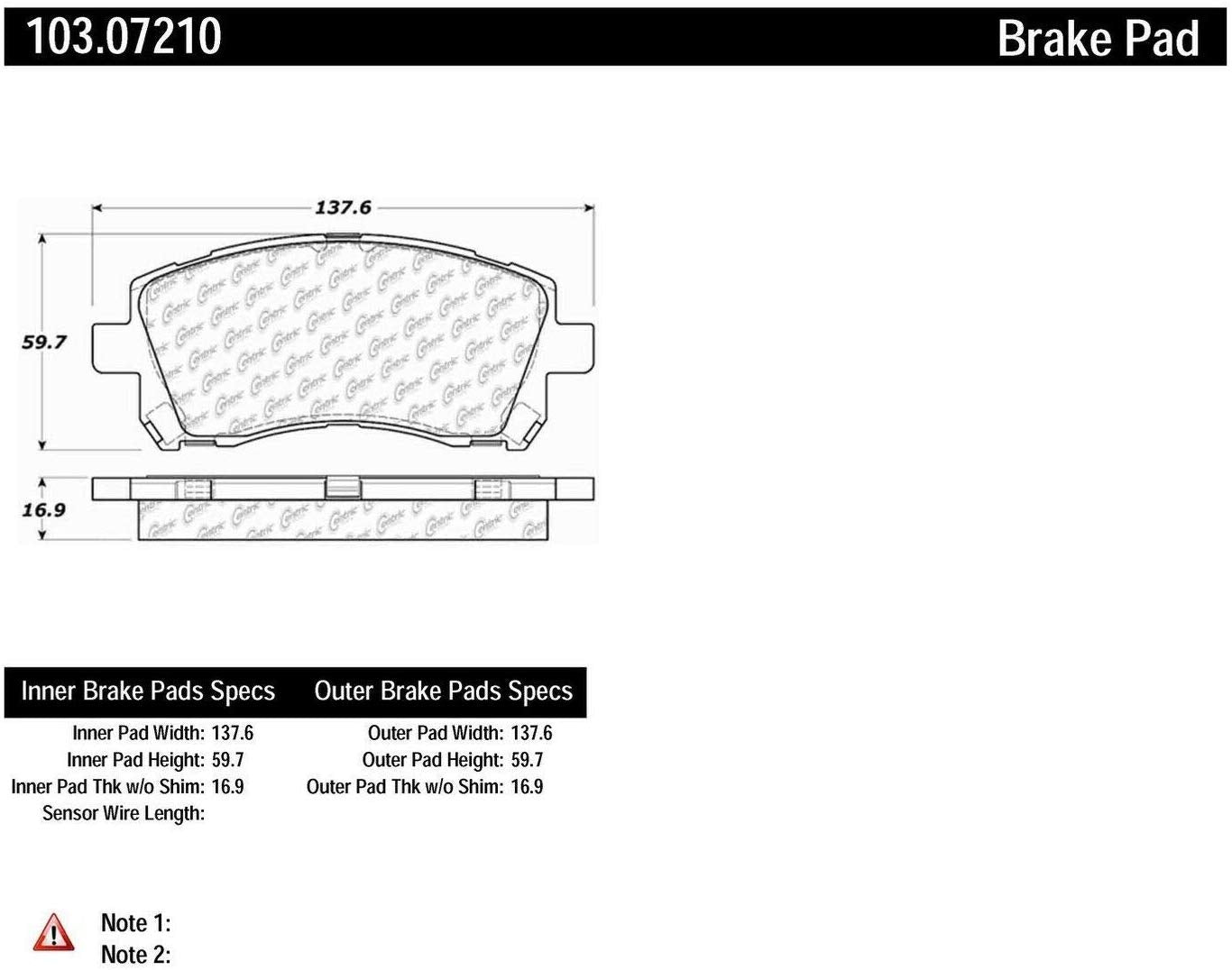 Centric (103.07210) Brake Pad, Ceramic