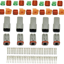 MUYI 10 Kit 4 Pin Way DT Series Connector Gray Receptacle IP67 Waterproof Heavy Duty 14-20 AWG 13 Amps Continuous DT04-4P DT04-4S w/Wedge Lock W4P W4S (10 Kits, 4 Pin)