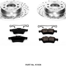 Power Stop K1436 Rear Z23 Carbon Fiber Brake Pads with Drilled & Slotted Brake Rotors Kit