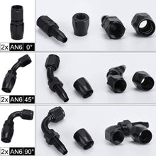 PTNHZ 10FT/3M Nylon SS Braided 3/8 Fuel Line AN 6 Oil/Gas/Fuel Hose Line Aluminum Hose End Fitting Kit(6 PCS Hose Adaptors)