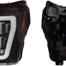 For 2011-2016 Ford F250 F350 F450 F550 Superduty LED Tube Black Projector Headlights Driver+Passenger Pair