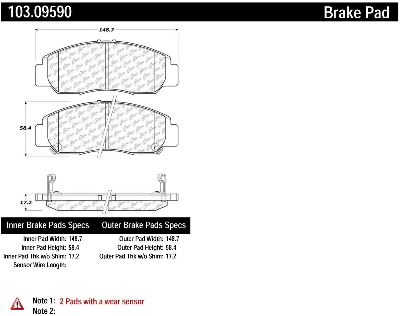 Centric (103.09590) Brake Pad, Ceramic