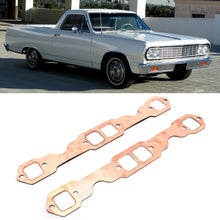 Duokon 2pcs Exhaust Gaskets, Square Port Copper Header Exhaust Gaskets Reusable Fit for SBC 327 305 350 383