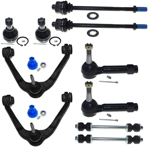 DLZ 10 Pc Front Kit-Upper Control Arm Ball Joint Assembly Lower Ball Joint Inner Outer Tie Rod End Sway Bar Compatible with Escalade Avalanche Silverado 1500 Tahoe/GMC Sierra 1500 Yukon