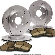 (Front+Rear Kit)(High-End) 4 Cross-Drilled Disc Brake Rotors + 8 Ceramic Pads(Fits:- Ford Mercury)(5lug)