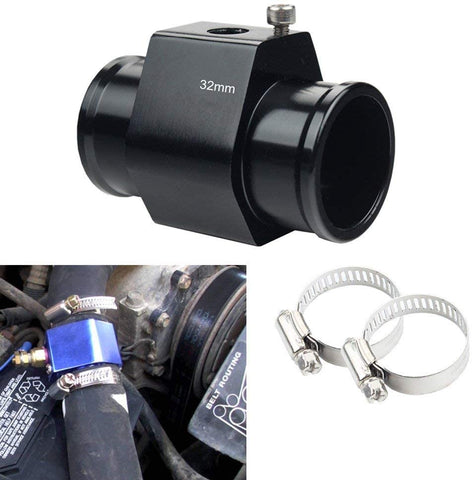 MKING Aluminum Black Water Temp Meter Temperature Gauge Joint Pipe Radiator Sensor Adaptor Clamps 32mm